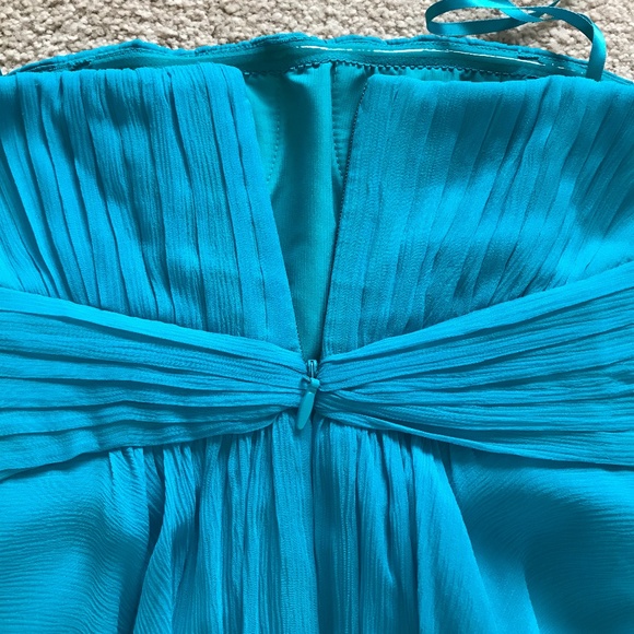 BCBGMAXAZRIA Strapless Silk Turquoise Dress Size 0 - Picture 3 of 8